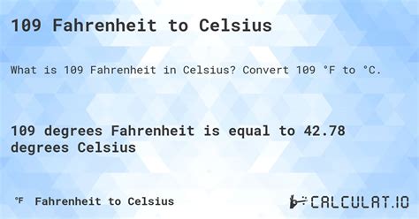 109 Fahrenheit Celsius