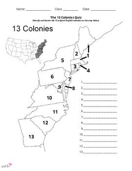 13 Colonies Map Quiz