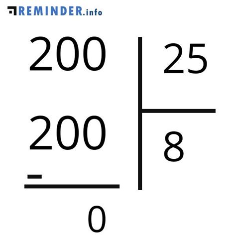 200 Divided By 25