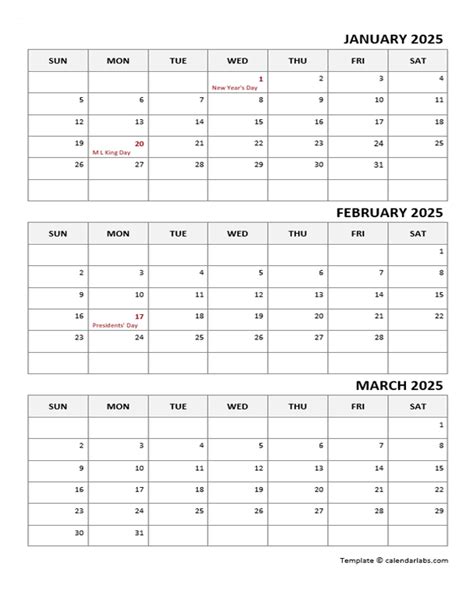 3 Month Printable Calendar