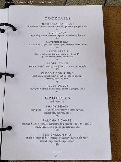 Aba Austin Menu
