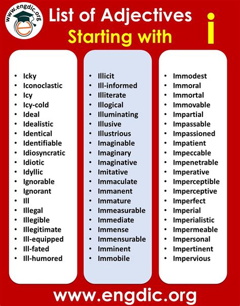 Adjectives Starting With I