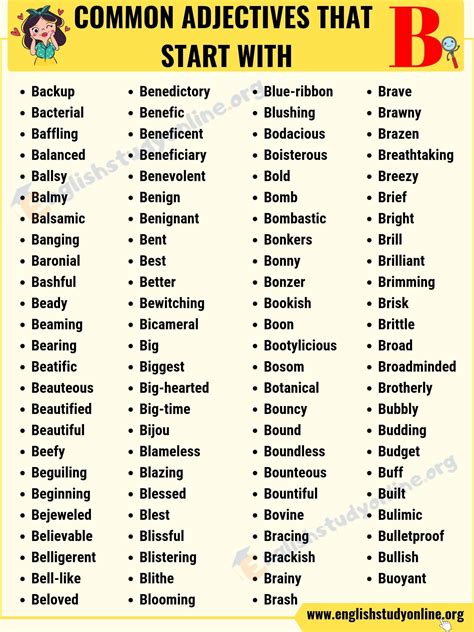 Adjectives With B