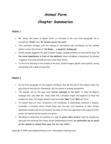 Animal Farm Chapter Summaries
