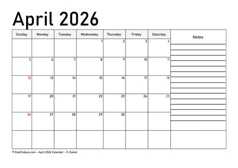 April Calendar 2026