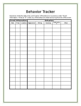 Behavior Tracking Sheet