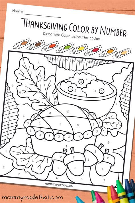 Color By Number Thanksgiving