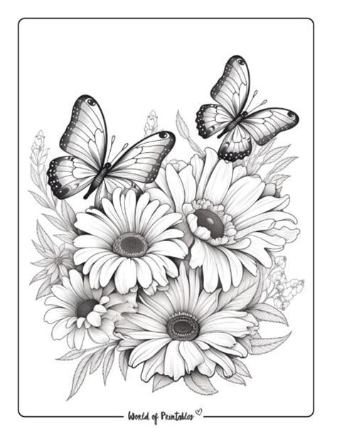 Coloring Pages Realistic Flowers