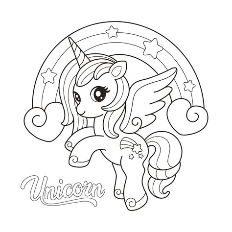 Colouring Pages Unicorn Rainbow