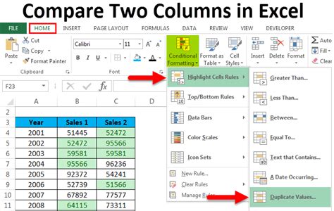 Column Compare Excel