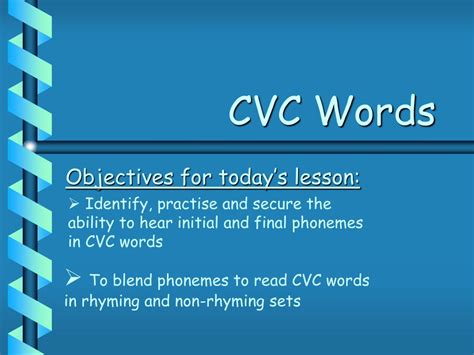 Cvc Objectives Examples