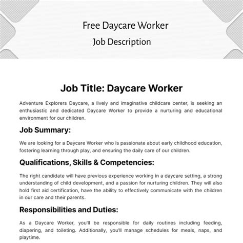 Daycare Teacher Job Description