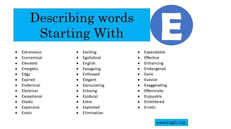 E Describing Words