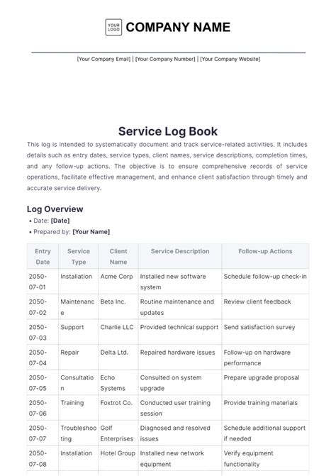 Edit Service Book