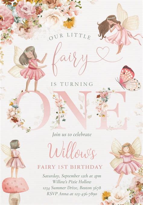 Fairy First Birthday Invitations