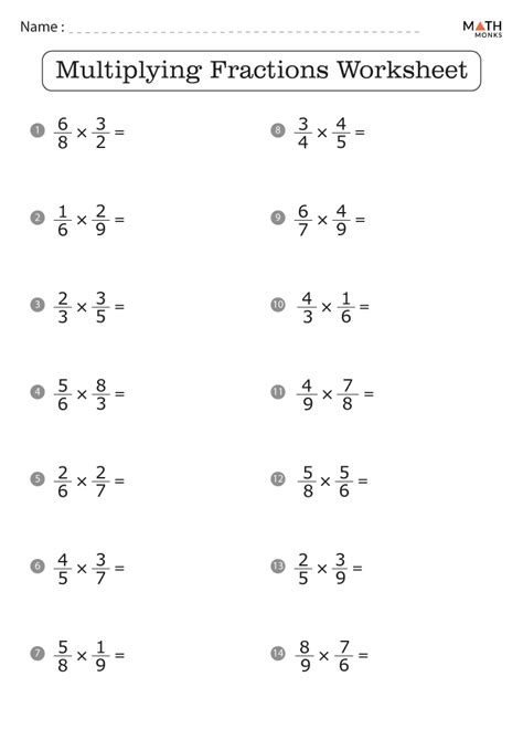 Fraction Times Fraction Worksheet
