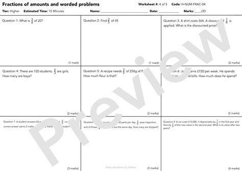 Fractions Worded Questions