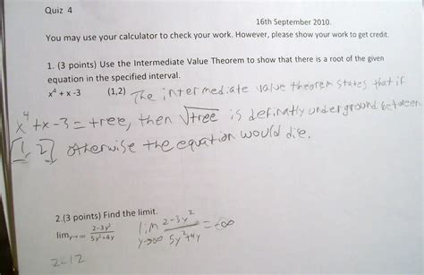 Funniest Math Test Answers