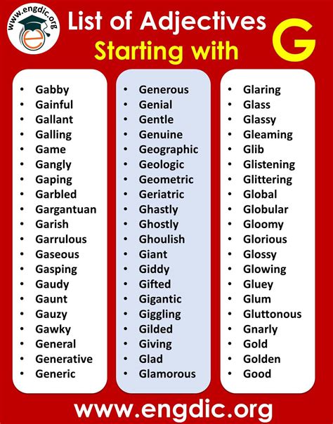 G Word Adjectives