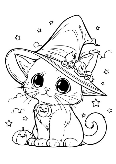 Halloween Cat Color Page