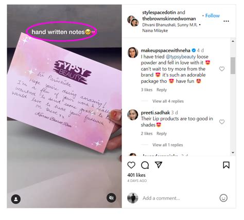 Influencer Gift Note Example