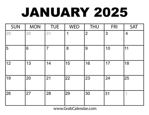 Jan 25 Calendar