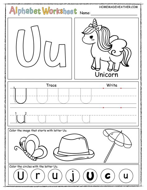 Letter U Worksheets