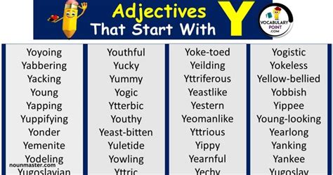 Letter Y Descriptive Words
