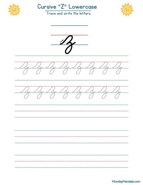 Lower Case Z Cursive