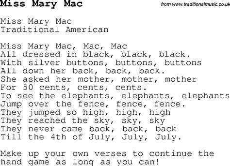 Mrs Mary Mack Lyrics