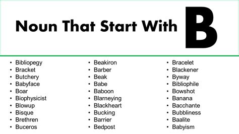 Noun Starts With B