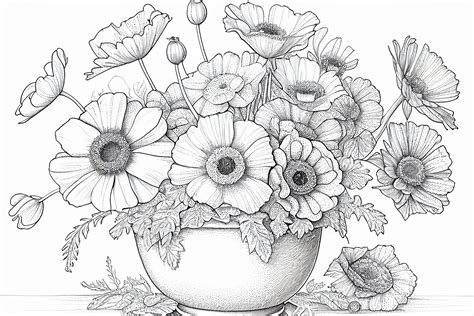 Realistic Flower Coloring Pages