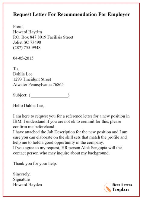 Request Letter Recommendation
