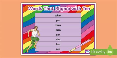 Rhyming Words Ten