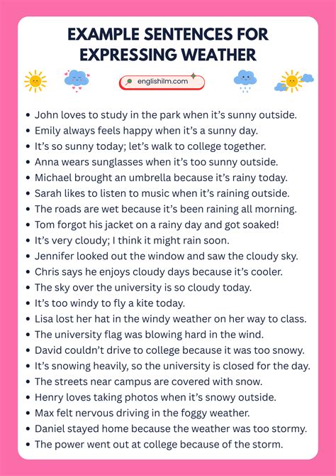 Sentences About The Weather
