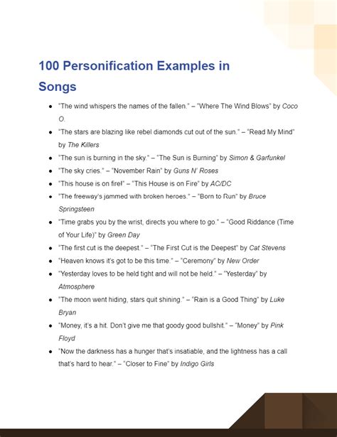 Songs That Use Personification