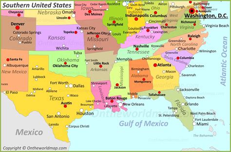 Southern American States Map