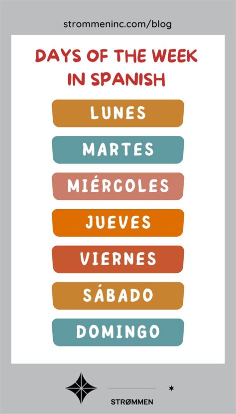 Spanish Days Of Week