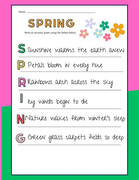 Spring Poems Acrostic