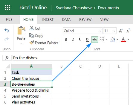 Strikethrough In Excel
