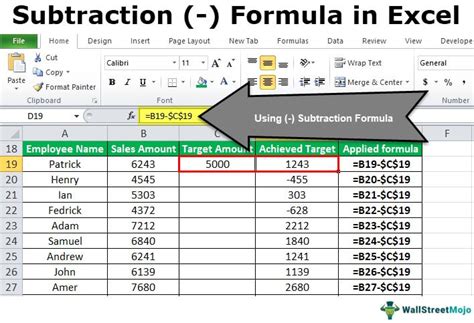 Subtraction Function In Excel
