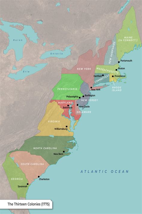 Thirteen Original Colonies Map