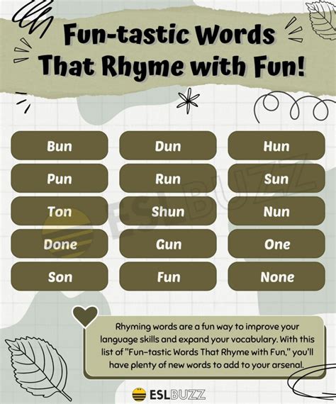 Words Rhyme With Fun