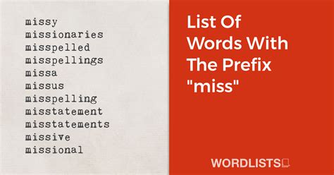Words With Prefix Miss