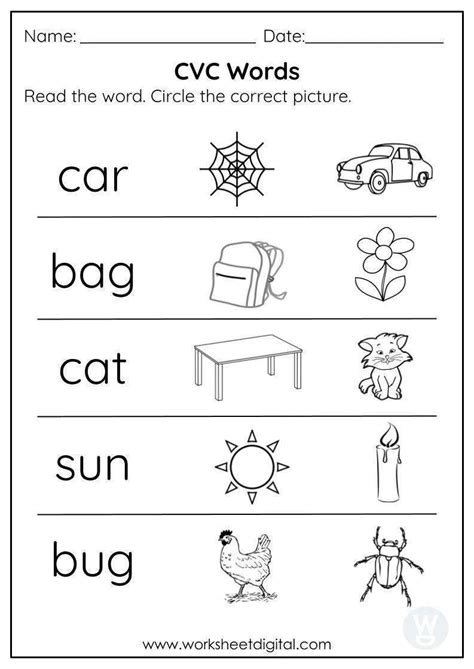 Worksheet On Cvc Words